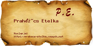 Prahács Etelka névjegykártya